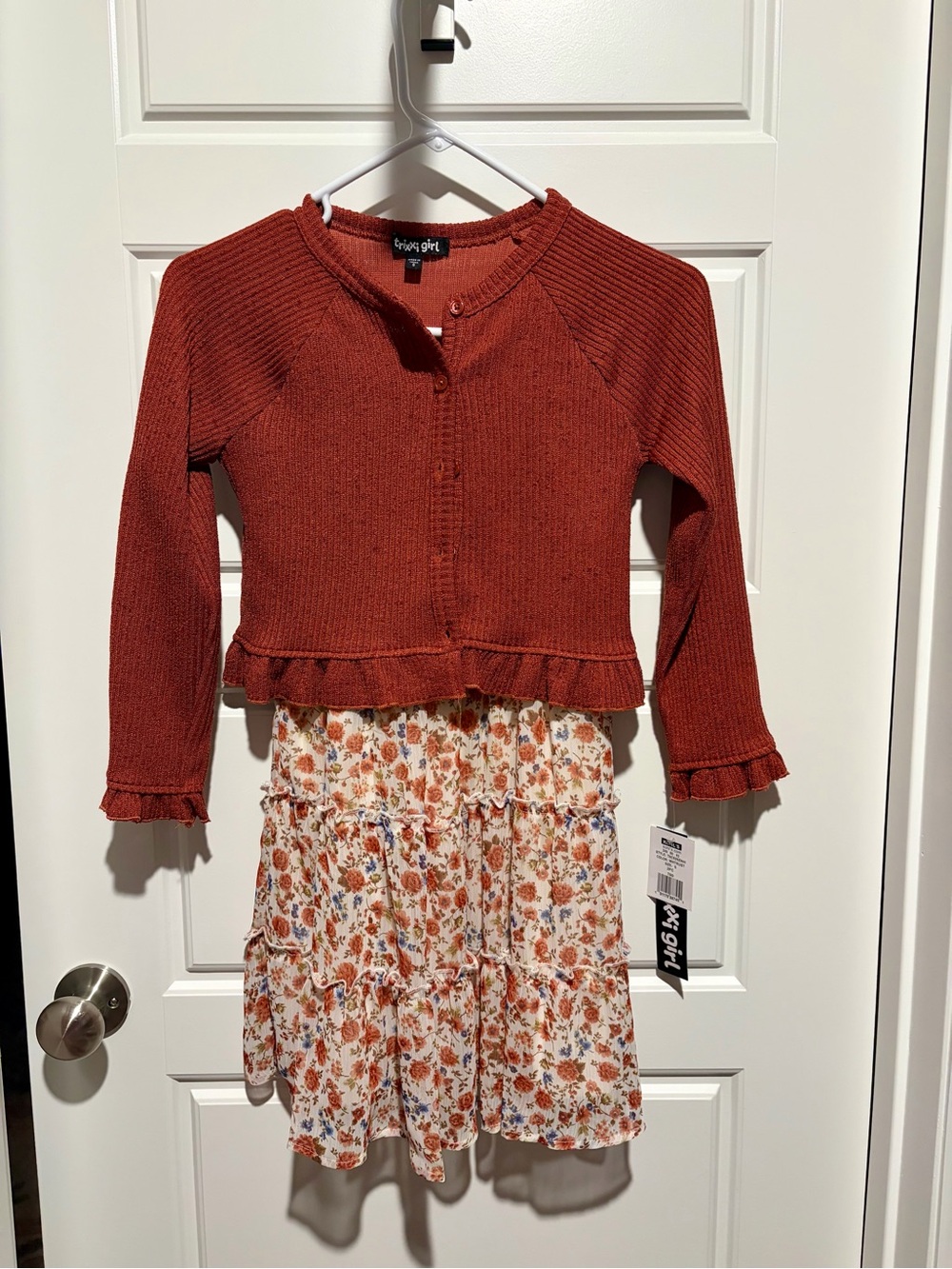 Trixxi Cream Floral Tiered Sundress with Orange & Blue Accents